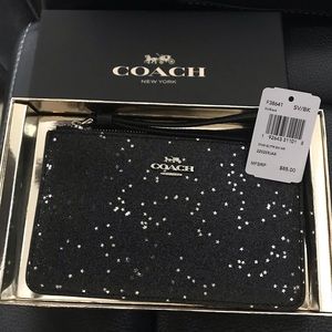 Coach Boxed Star Glitter corner zip  wristlet